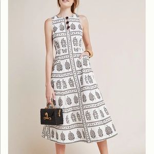Anthropologie wood block midi dress size 0